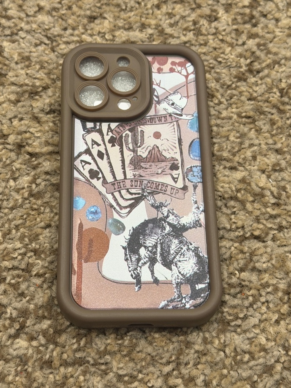 Decorative Western Tarot Horse Phone Case in Brown